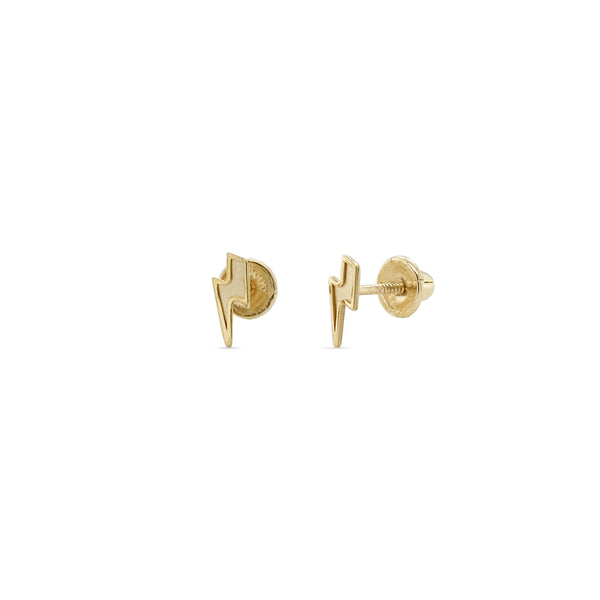 14K Yellow Gold Lightning Bolt Children's Earrings