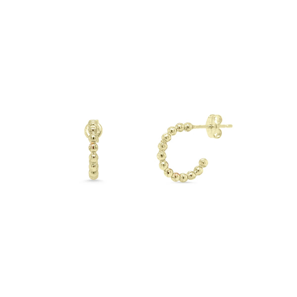 14K Yellow Gold Beaded Children's Huggies Earrings