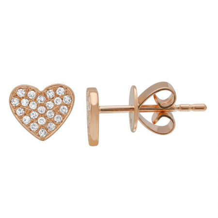 14K Yellow Gold Diamond Heart Earrings-EARRINGS-Maurice's Jewelers-ROSE GOLD-