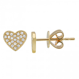 14K Yellow Gold Diamond Heart Earrings-EARRINGS-Maurice's Jewelers-YELLOW GOLD-