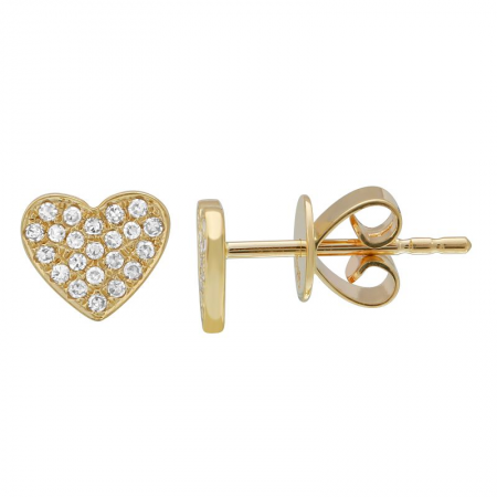 14K Yellow Gold Diamond Heart Earrings-EARRINGS-Maurice's Jewelers-YELLOW GOLD-