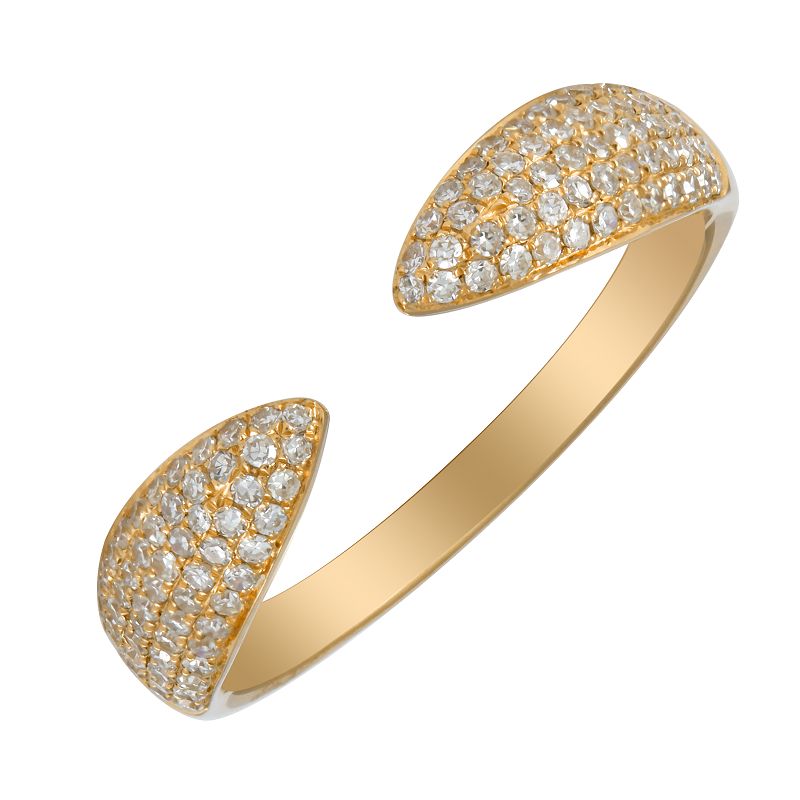 14k White Diamond Pave Open Claw Ring