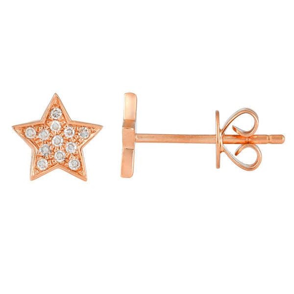 14K Rose Gold Medium Diamond Star Earrings-Earrings-Maurice's Jewelers-Rose Gold-