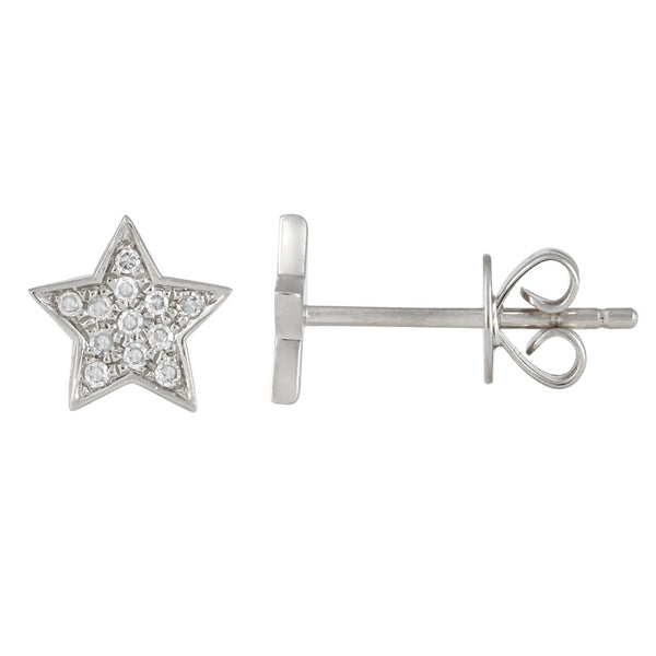 14K Rose Gold Medium Diamond Star Earrings-Earrings-Maurice's Jewelers-White Gold-
