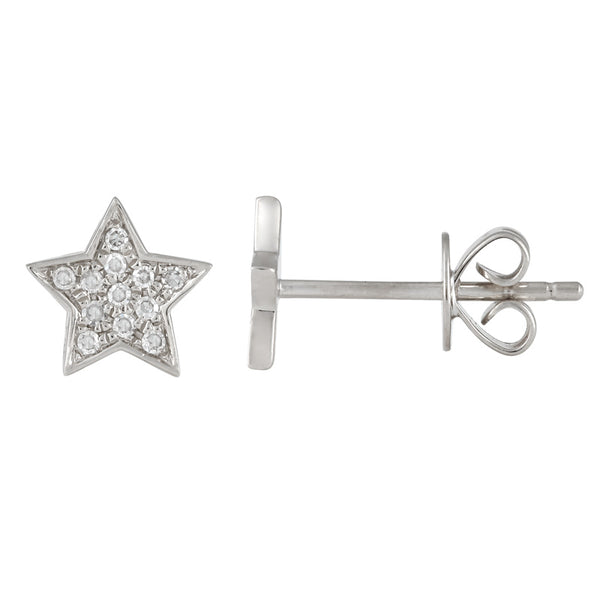 14K Rose Gold Medium Diamond Star Earrings