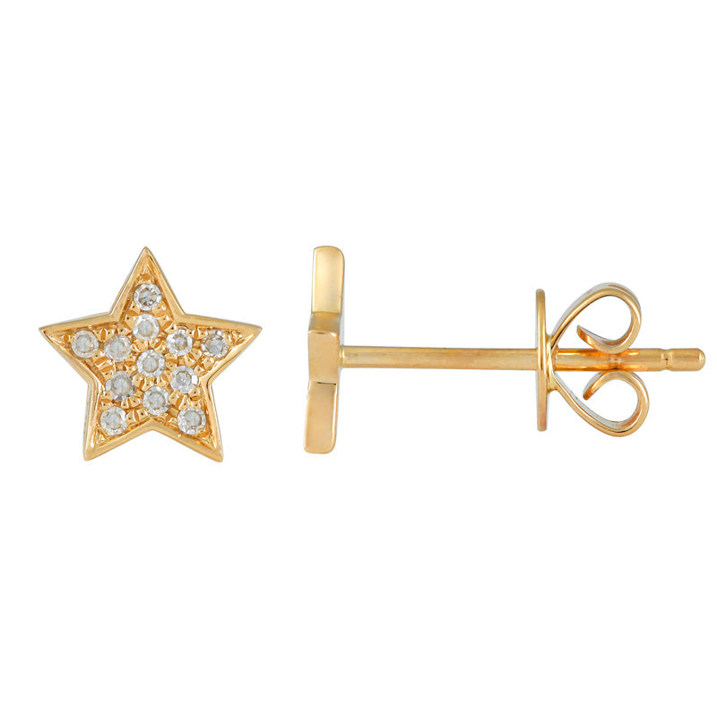 14K Rose Gold Medium Diamond Star Earrings