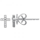 14K Yellow Gold Mini Diamond Cross Earrings-EARRINGS-superbell-White Gold-