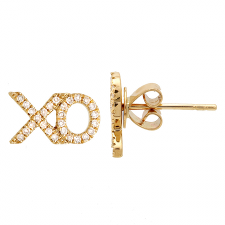 14k Yellow Gold Xoxo Diamond Earrings-EARRINGS-superbell-