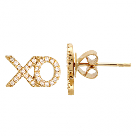 14k Yellow Gold Xoxo Diamond Earrings