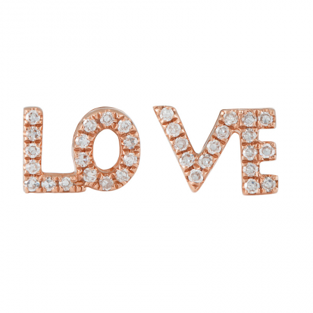 14K White Gold Diamond LOVE Earrings