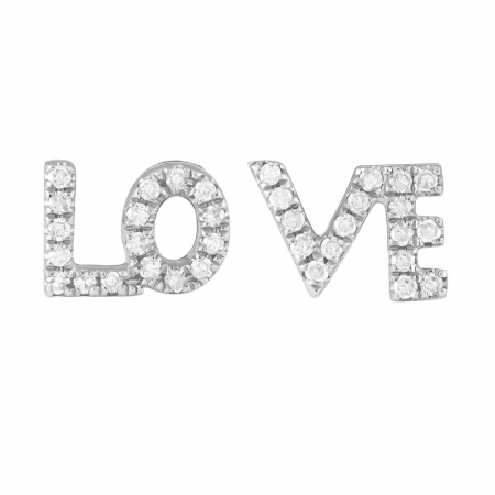 14K White Gold LO-VE Diamond Earrings