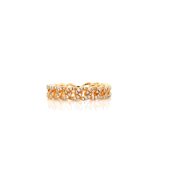 14K Yellow Gold Diamond Curb Link Eternity Ring