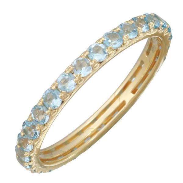 14k Yellow Gold Blue Topaz Eternity Band-Rings-superbell-