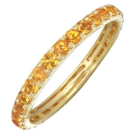 14K Yellow Gold Orange Sapphire Thin Eternity Band-Rings-superbell-