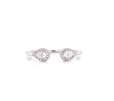 14K White Gold Pear Diamond Open Cuff Ring-Rings-majolie-WHITE GOLD-