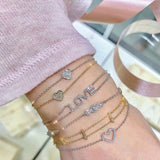 14K White Gold Diamond "Love" Double Chain Bracelet-Bracelets-Maurice's Jewelers-