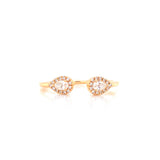 14K White Gold Pear Diamond Open Cuff Ring-Rings-majolie-YELLOW GOLD-