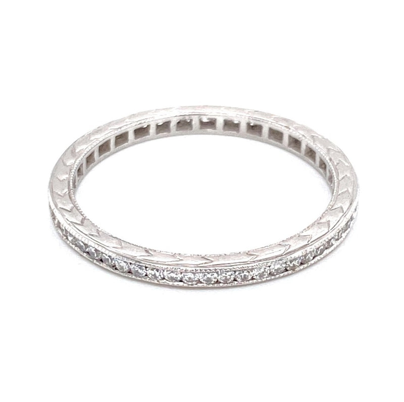 Platinum 0.60ct Diamond Milgrain Eternity Band-Rings-THAILAND JEWELRY & GEMS-