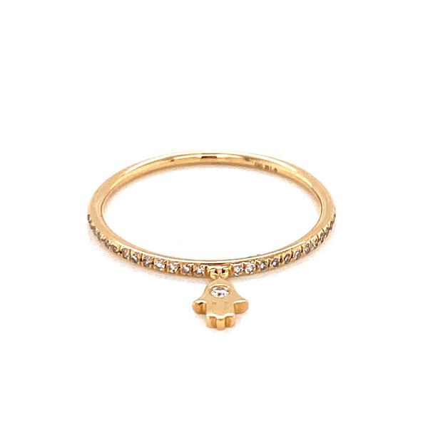 14K Yellow Gold Diamond Band With Hand Of God Ring-Rings-majolie-