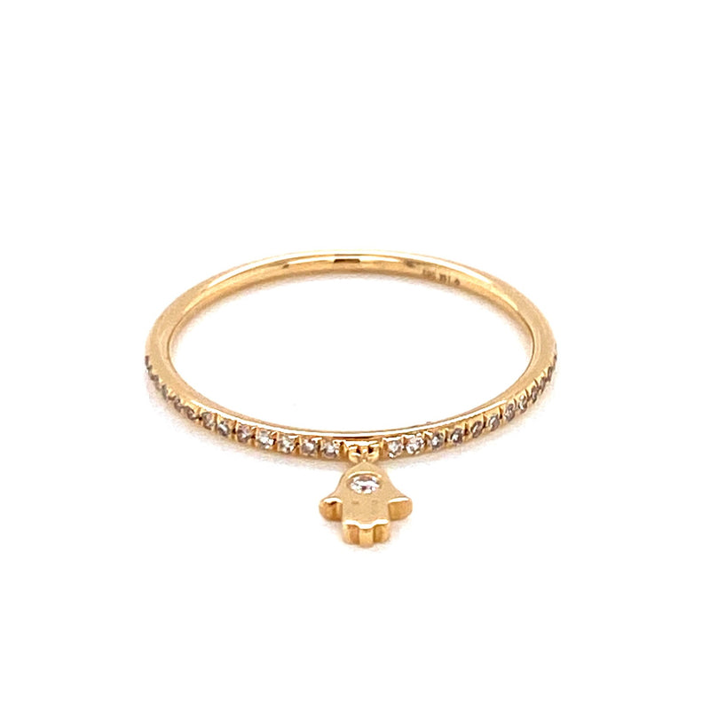 14K Yellow Gold Diamond Band With Hand Of God Ring-Rings-majolie-