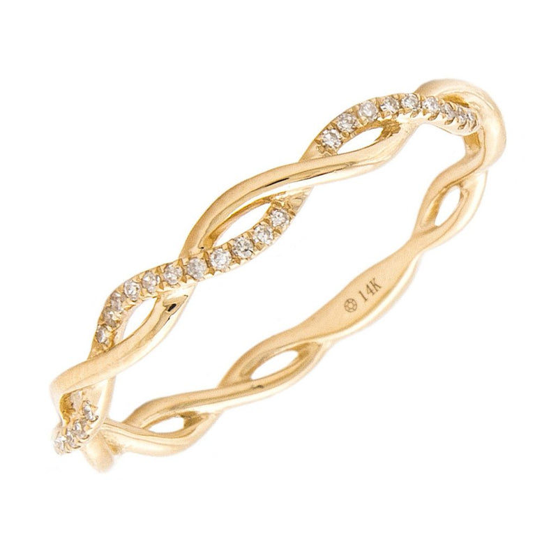 14K Rose Gold Diamond Twisted Band