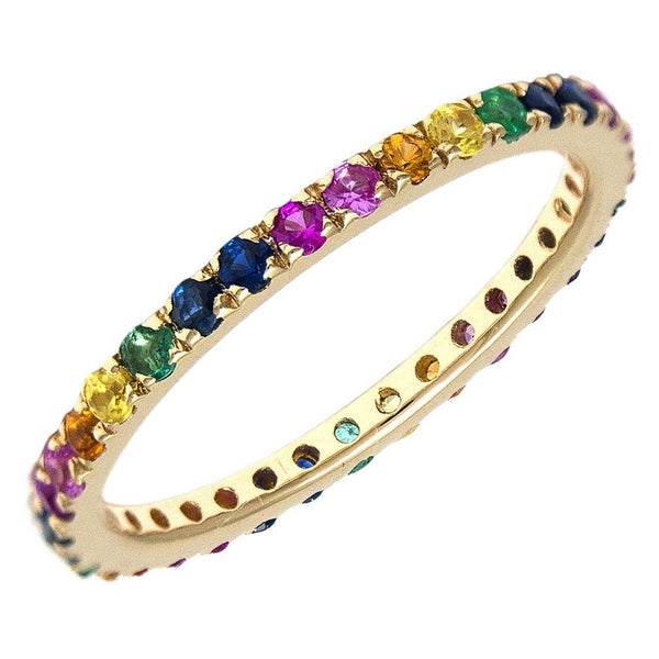 14K Yellow Gold Rainbow Eternity Ring-Rings-lau international-