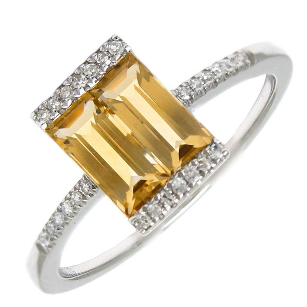 14k Yellow Gold Diamond & Citrine Ring-Rings-lau international-