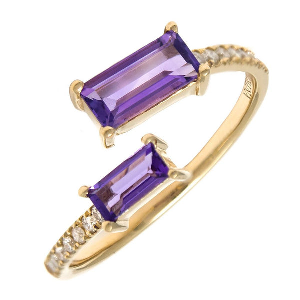 14K Yellow Gold Amethyst Bypass Ring