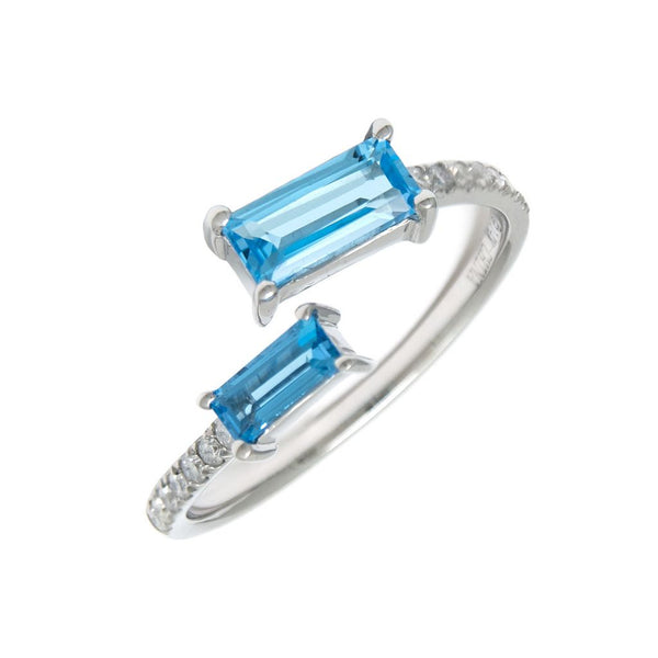 14K Yellow Gold Blue Topaz Bypass Ring-Rings-lau international-