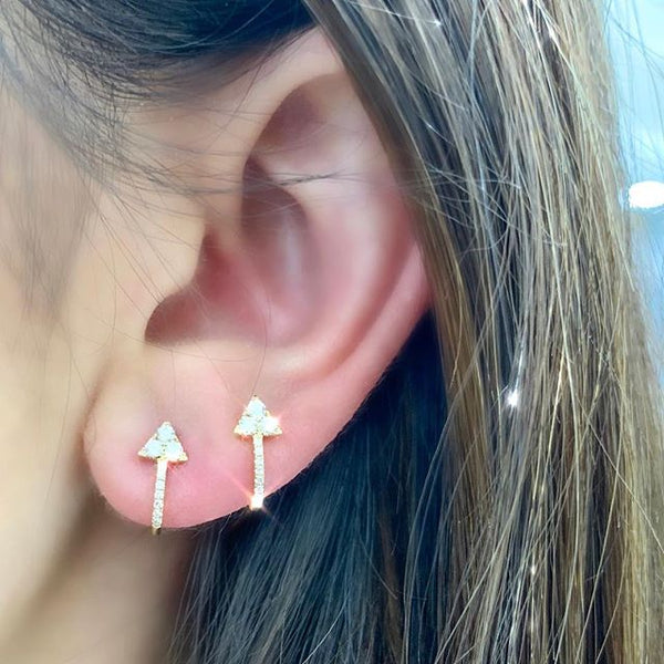 14K White Gold Diamond Arrow Earrings-EARRINGS-Maurice's Jewelers-Yellow Gold-