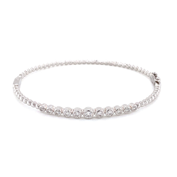 14K White Gold Graduated Diamond Bezel Set Bangle-Bangles-majolie-