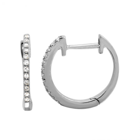 14K White Gold 12.5mm Diamond Huggies-EARRINGS-Maurice's Jewelers-White Gold-