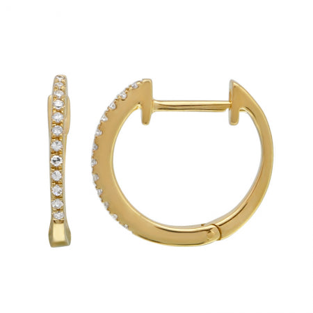 14K White Gold 12.5mm Diamond Huggies-EARRINGS-Maurice's Jewelers-Yellow Gold-