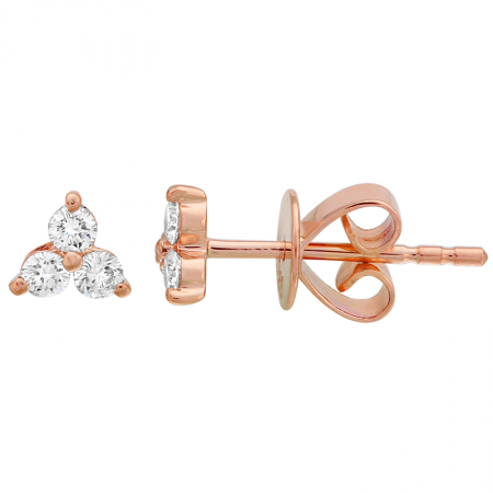 14K Rose Gold Diamond Trio Stud Earrings
