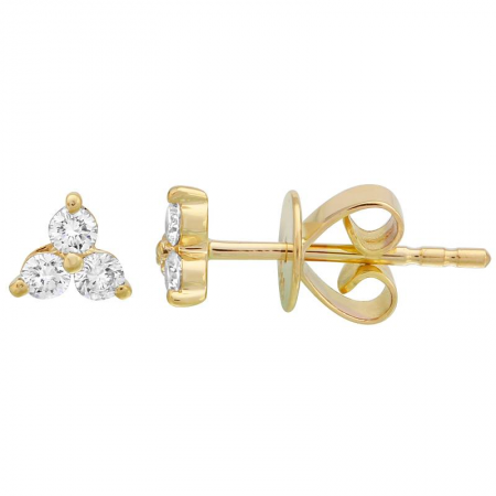 14K Yellow Gold Diamond Trio Stud Earrings