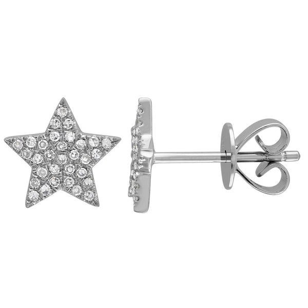 14K Rose Gold Large Diamond Star Earrings-Earrings-Maurice's Jewelers-White Gold-