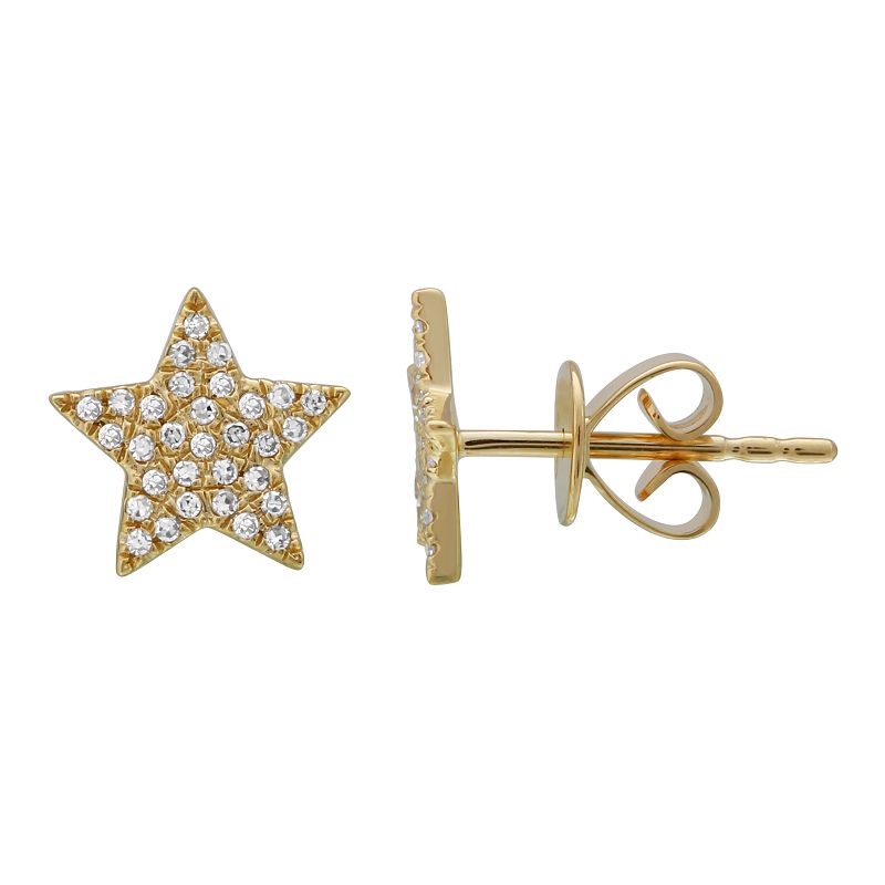 14K Yellow Gold Large Diamond Star Earrings-EARRINGS-superbell-Yellow Gold-