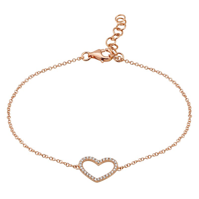 14k Rose Gold Open Heart Bracelet-Bracelets-Maurice's Jewelers -