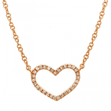 14K ROSE GOLD DIAMOND OPEN HEART NECKLACE-Necklaces-Maurice's Jewelers-ROSE GOLD-