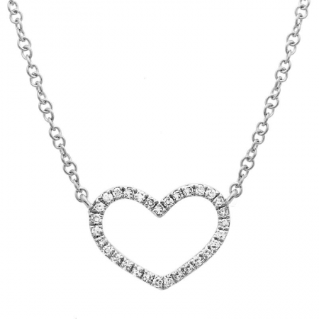 14K WHITE GOLD DIAMOND OPEN HEART NECKLACE-Necklaces-Maurice's Jewelers-WHITE GOLD-