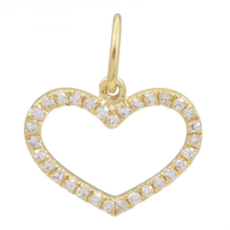 14K Yellow Gold Diamond Open Heart Pendant-Charms & Pendants-Maurice's Jewelers-
