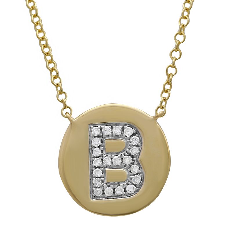 14K Yellow Gold Diamond Initial Disc Necklace – Maurice's Jewelers