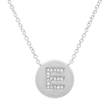 14K White Gold Diamond Initial Disc Necklace-Necklaces-Maurice's Jewelers-E-