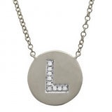 14K White Gold Diamond Initial Disc Necklace-Necklaces-Maurice's Jewelers-L-