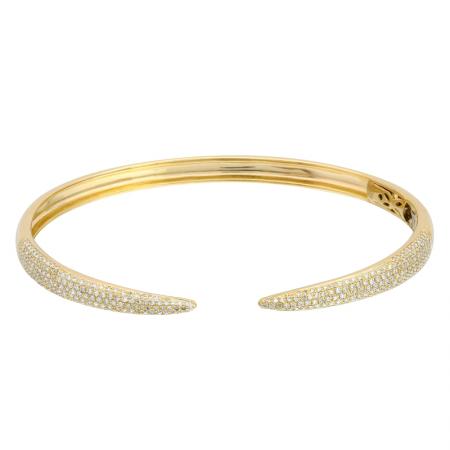 14K Yellow Gold Diamond Open Bangle-Bracelets-superbell-