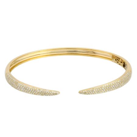 14K Yellow Gold Diamond Open Bangle