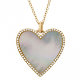 14K White Gold Diamond + Mother of Pearl Large Heart Necklace-Necklaces-Maurice's Jewelers-YELLOW GOLD-