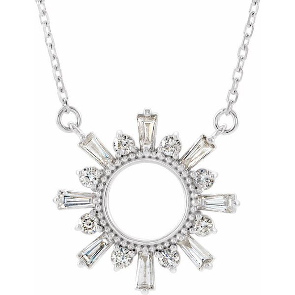 14K Rose Gold Diamond Sun Necklace-Necklaces-Maurice's Jewelers-WHITE GOLD-