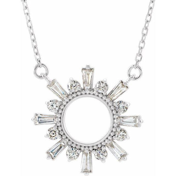 14K Yellow Gold Diamond Sun Necklace-Necklaces-Maurice's Jewelers-WHITE GOLD-