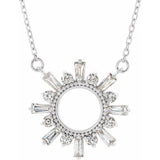 14K White Gold Diamond Sun Necklace-Necklaces-Maurice's Jewelers-WHITE GOLD-